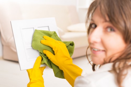 Local cleaner treating stains on a living room sofa in Brent